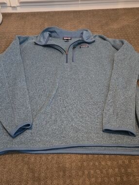Men's Patagonia Better Sweater 3XL Light Blue Quarter-Zip Fleece Pullover